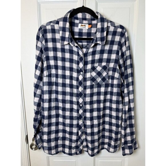 Le Tigre Blue & Pink Buffalo Plaid Cotton Women’s Flannel Size XL - Picture 1 of 10